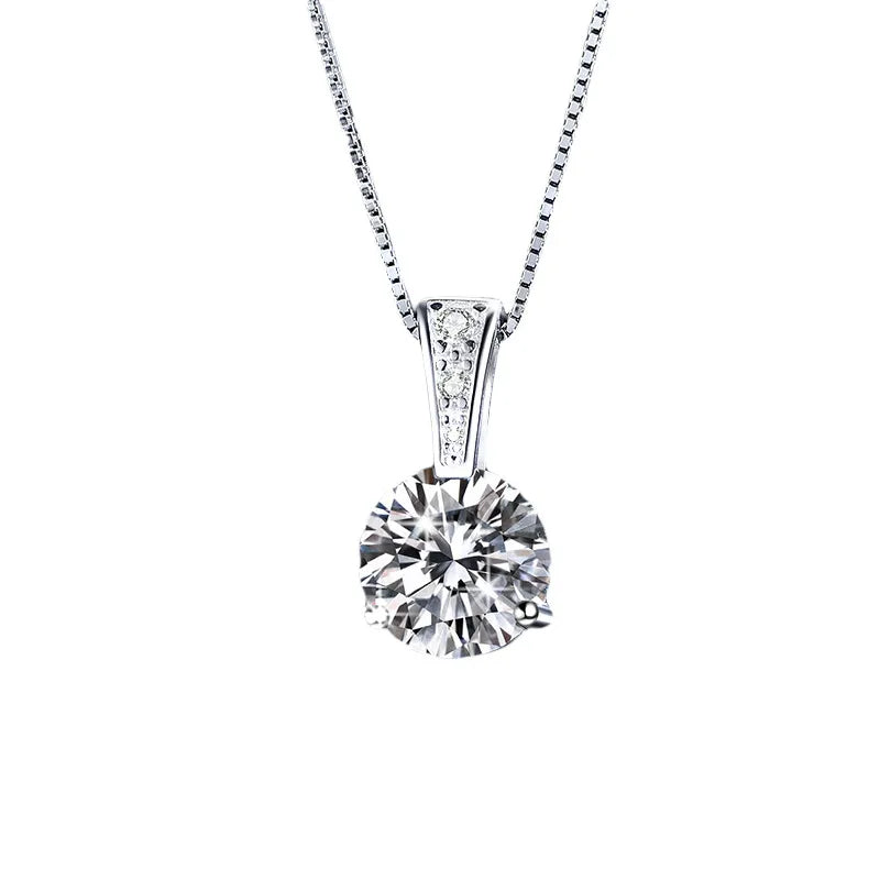 S925 Moissanite Silver Necklace – Elegant Minimalist