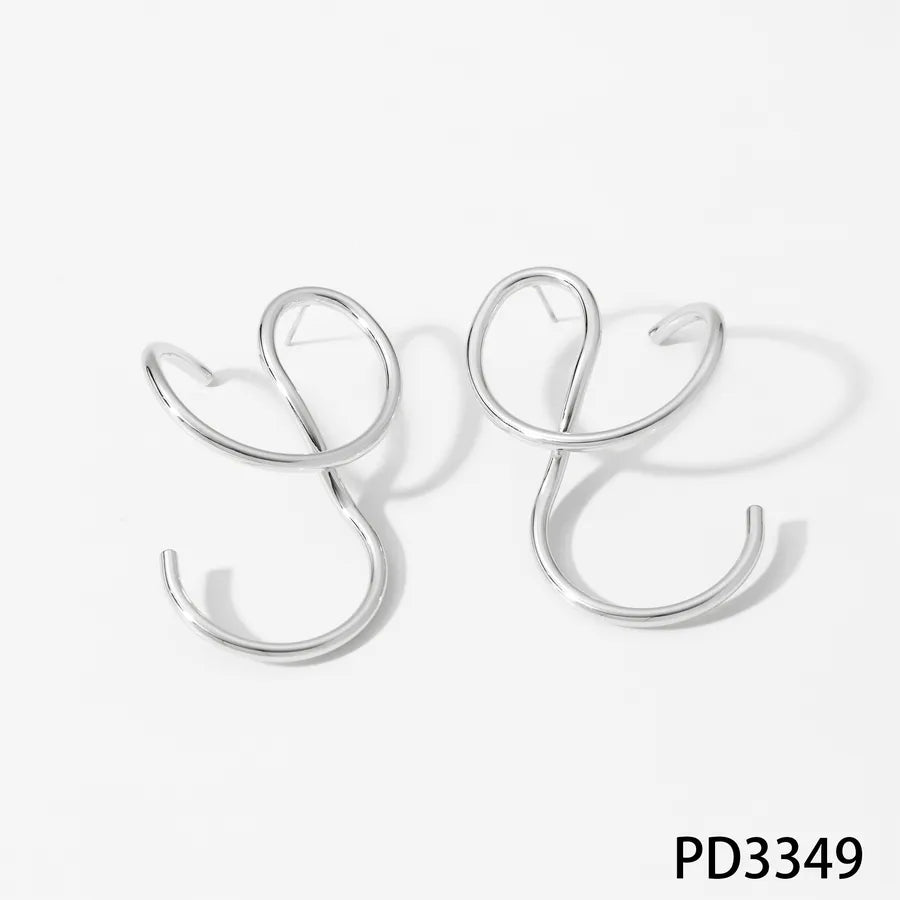 Asymmetric Gold-Plated Stainless Steel Earrings Silver Earrings PD3349