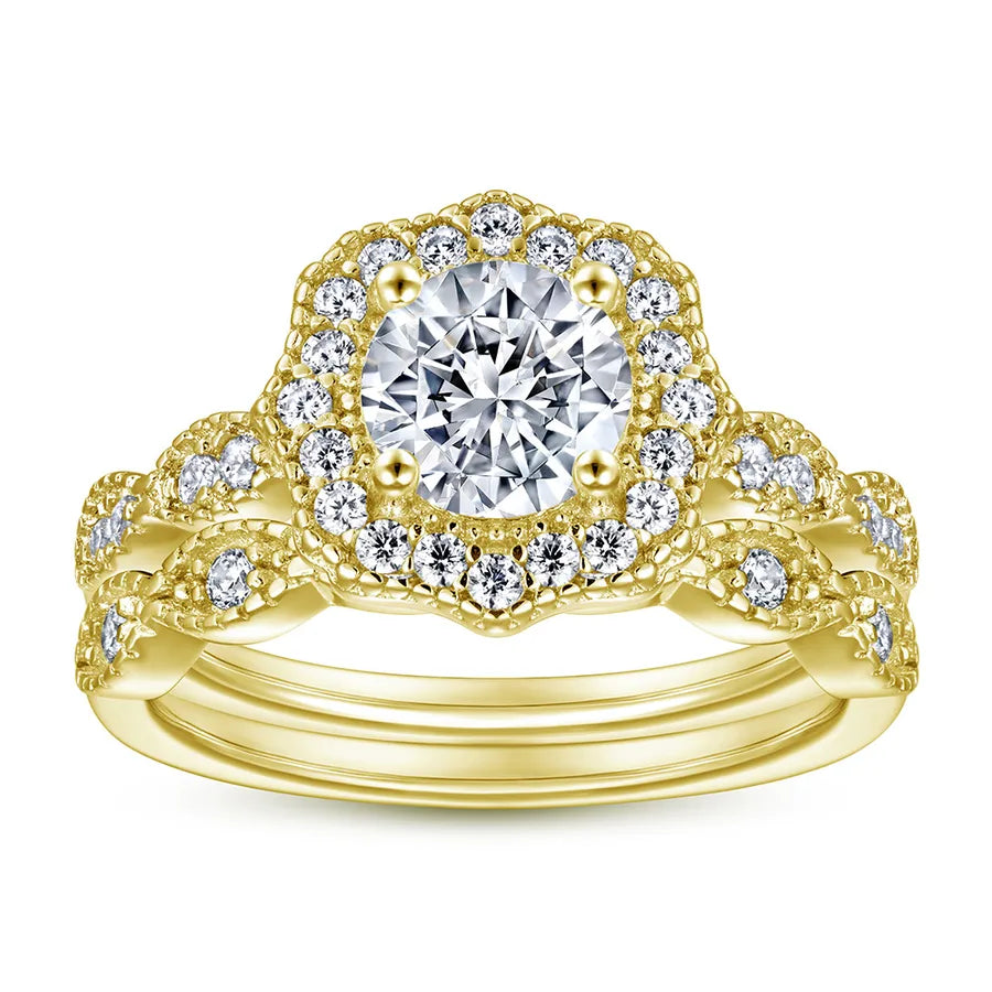 Sterling Silver Geometric Zircon Ring for Women Gold Ring