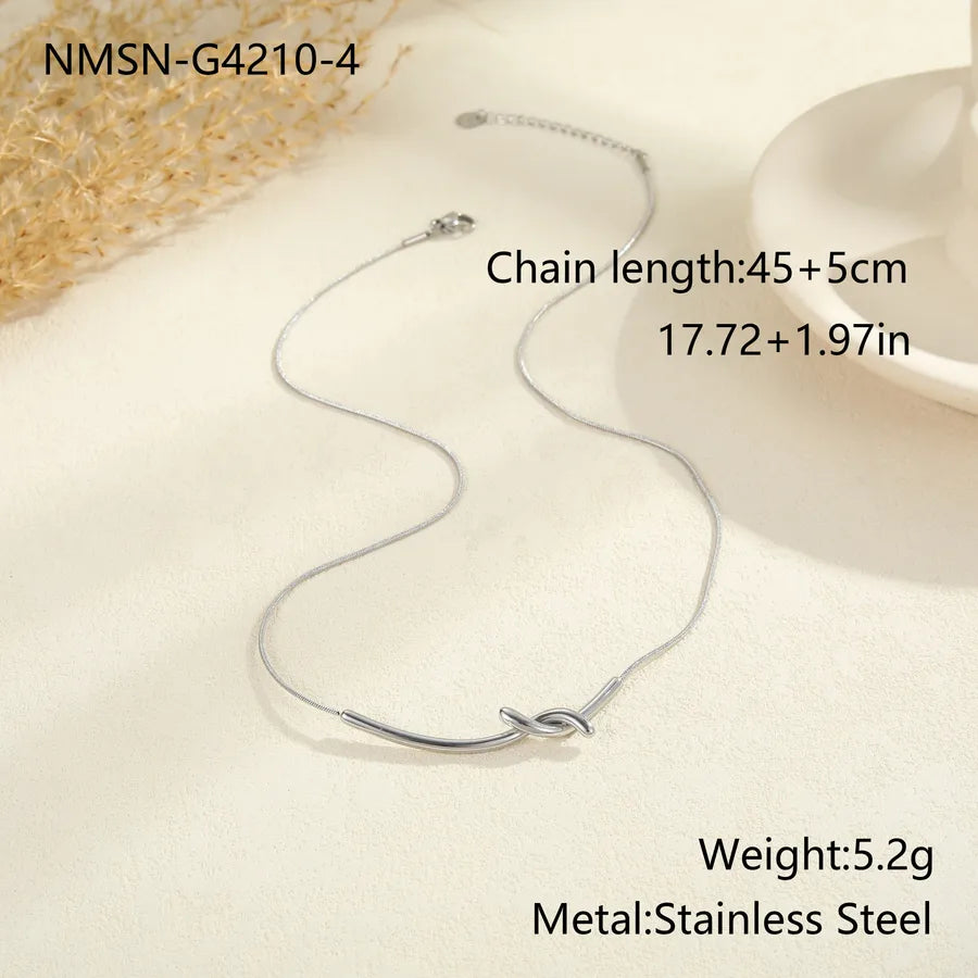 18K Gold Twisted Pendant Stainless Steel Necklace NMSN-G4210-4