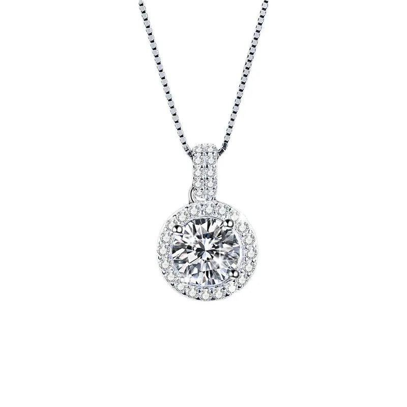 925 Silver Moissanite Geometric Pendant Necklace