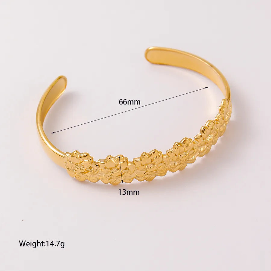 18K Gold Geometric Open Hand Bracelet YM007