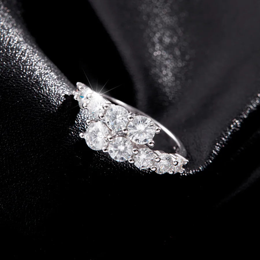 Geometric Zircon Ring in Rhodium-Plated Silver