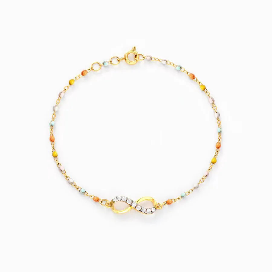 Sterling Silver Infinity Enamel Bracelet Colored Enamel (gold Color) 925 Silver (16+5cm)