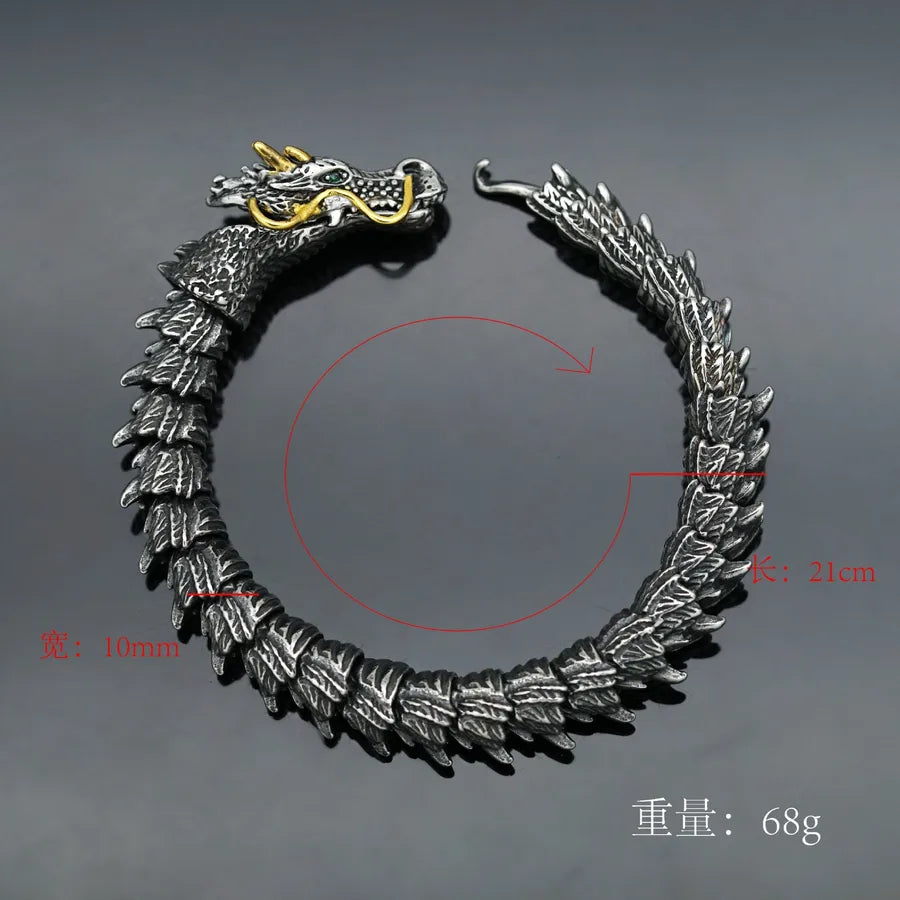 Men's Dragon Skull Titanium Steel Bracelet Gold Faucet