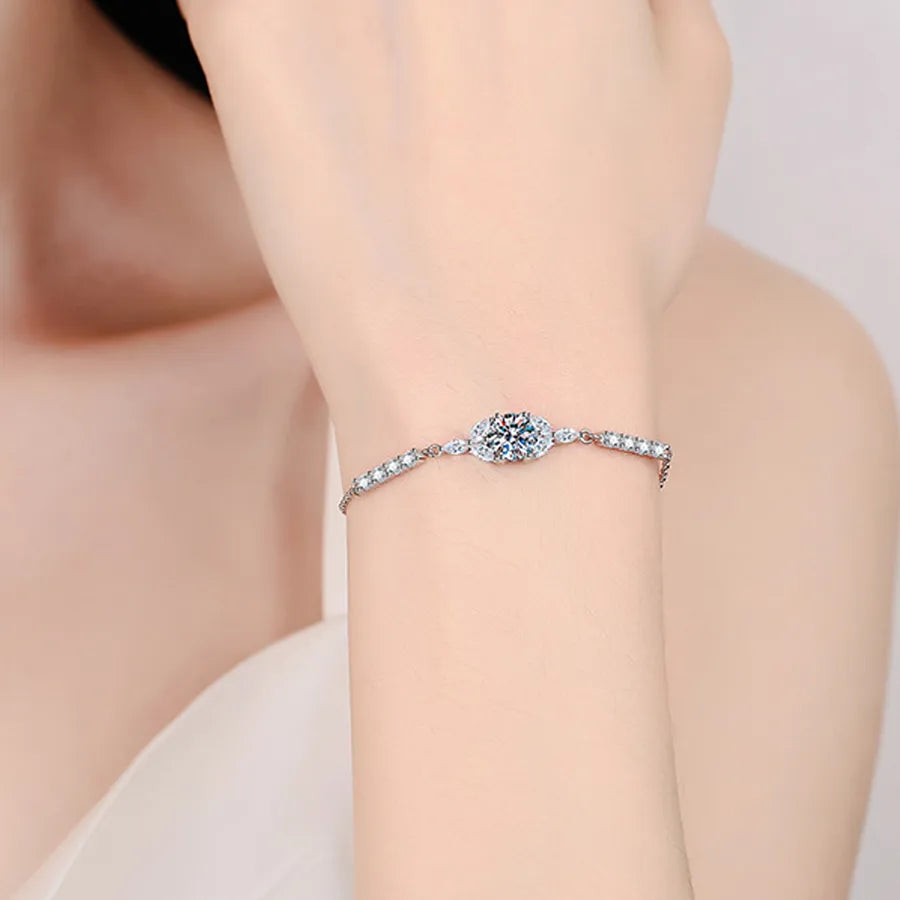 Elegant Moissanite Bracelet in Sterling Silver