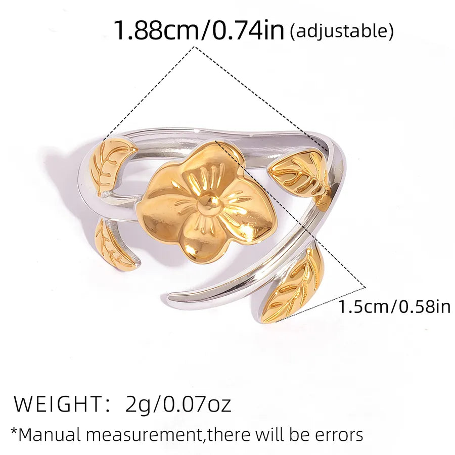 18K Gold Plated Flower Adjustable Ring adjustable Gold and Silver color 1 Piece Flower Ring