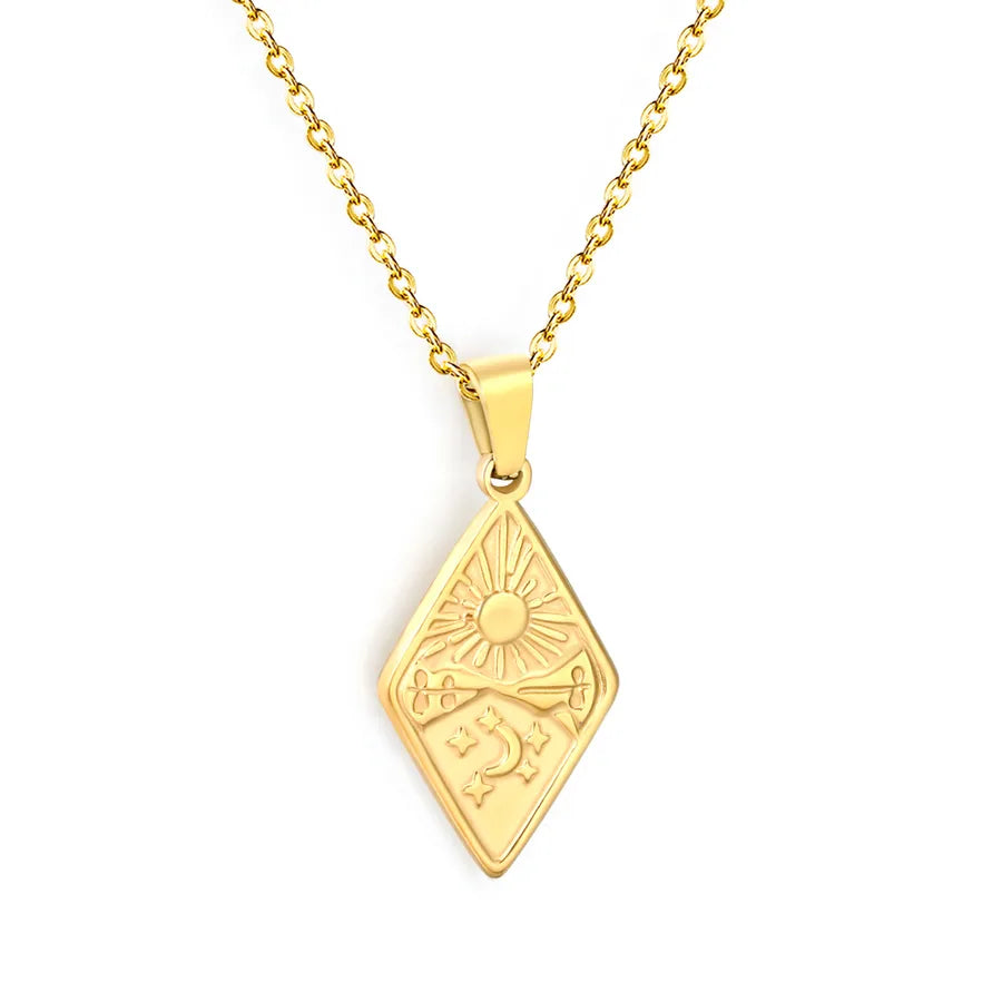 Sun & Moon Pendant Necklace – 18K Gold Stainless Steel