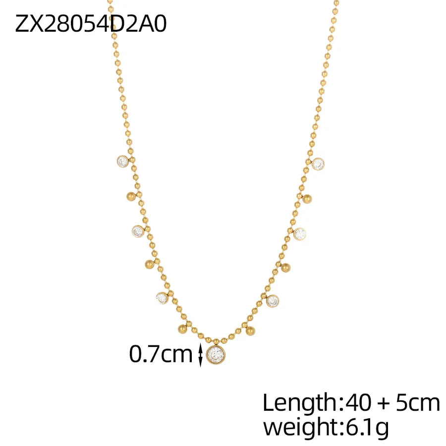 Minimalist Gold Titanium Steel Chain Necklace One Size ZX28054D2A0 9*9*1