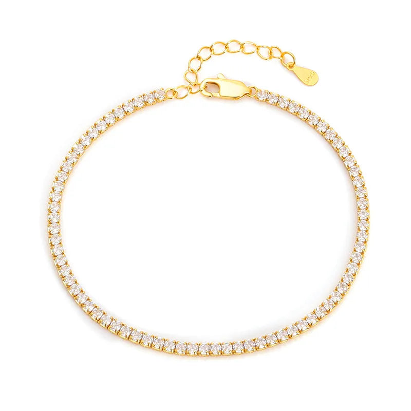 925 Sterling Silver Geometric Tennis Bracelet Yellow Gold