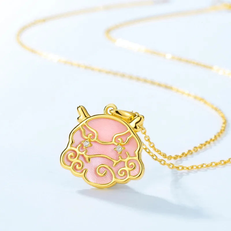 Elegant Pink Shell Pendant Necklace – 925 Silver