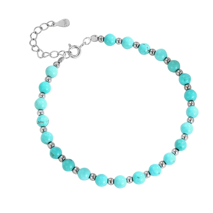 Sterling Silver Turquoise Beaded Bracelet