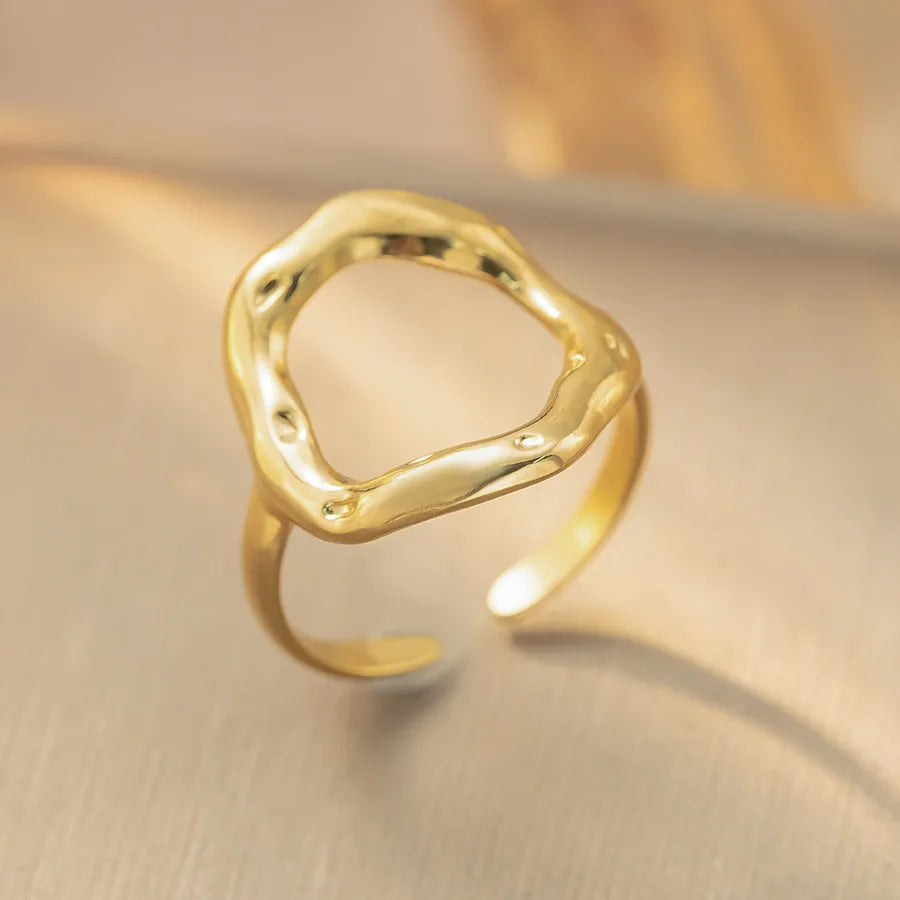 18K Gold Titanium Steel Geometric Open Ring K333 Gold Ring Adjustable