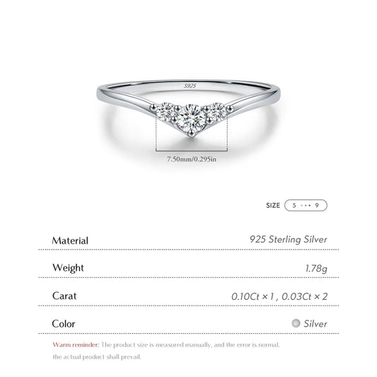 0.16 Ct Moissanite Arrow Ring in Sterling Silver