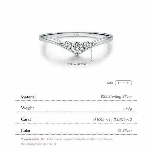 0.16 Ct Moissanite Arrow Ring in Sterling Silver - Smiling Maria - Everything For Women
