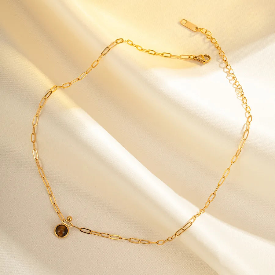 Gold Plated Tiger Eye Pendant Necklace