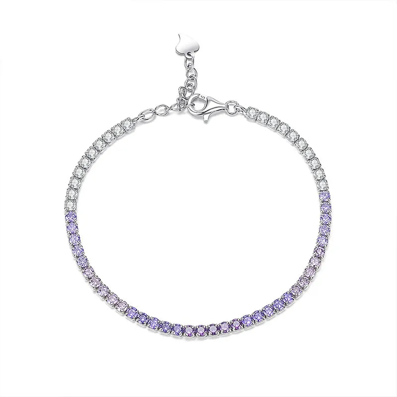Colorful Zircon Sterling Silver Tennis Bracelet
