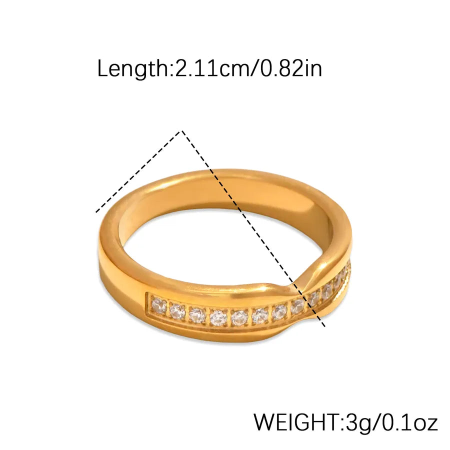 Gold-Plated Geometric Couple Ring with Zircon