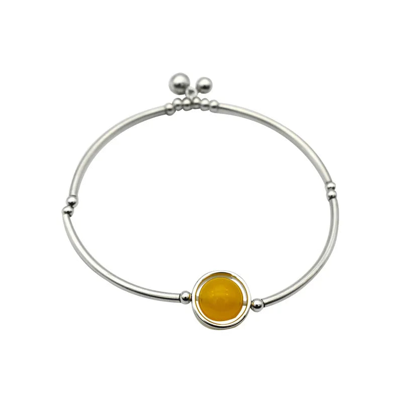 Sterling Silver Yellow Crystal Elastic Bracelet