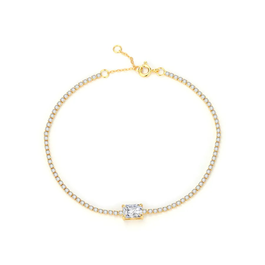Sterling Silver Zircon Tennis Bracelet K Gold 925 Silver
