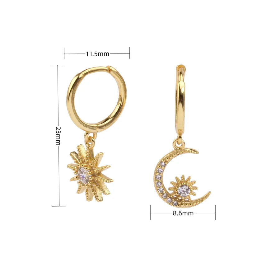 925 Sterling Silver Star Drop Earrings Plating Gold Silver Color
