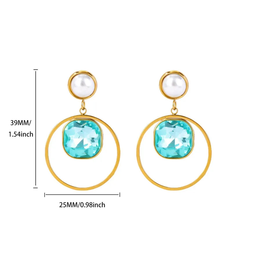 Blue Zircon Starfish Pearl Hoop Earrings E6043G