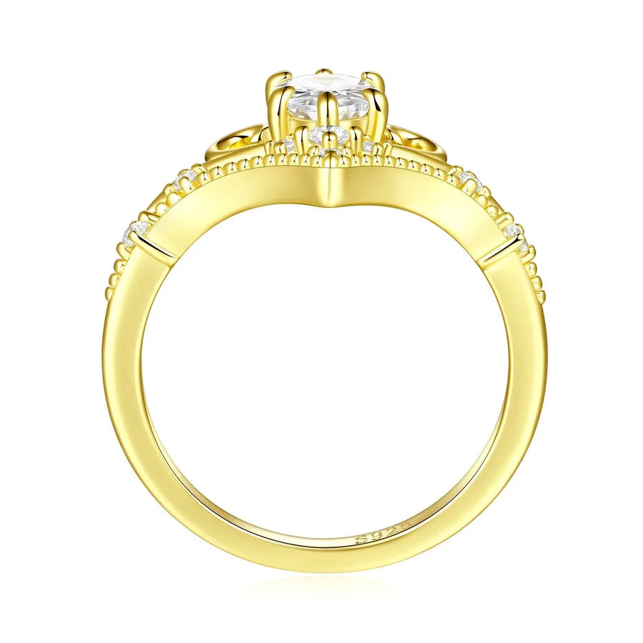 Gold Plated Sterling Silver Crown Ring for Women