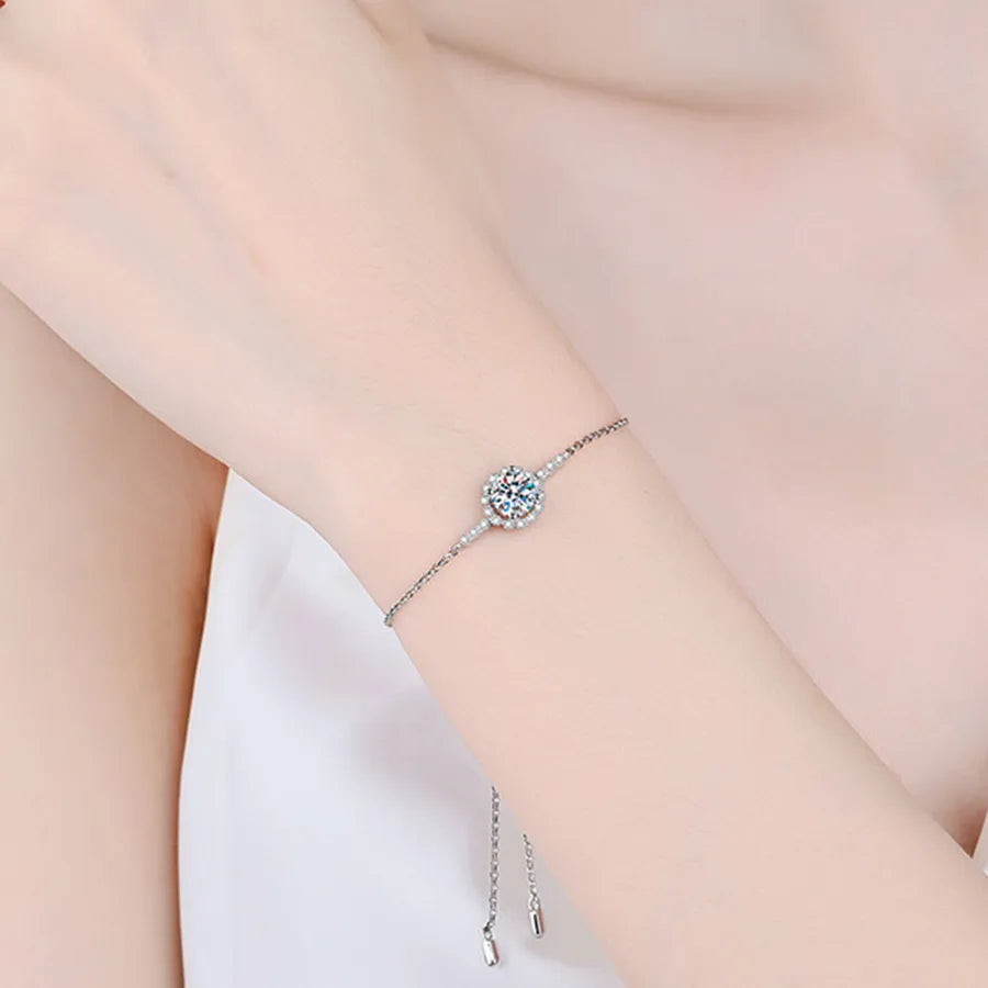 Elegant Moissanite Bracelet in Sterling Silver
