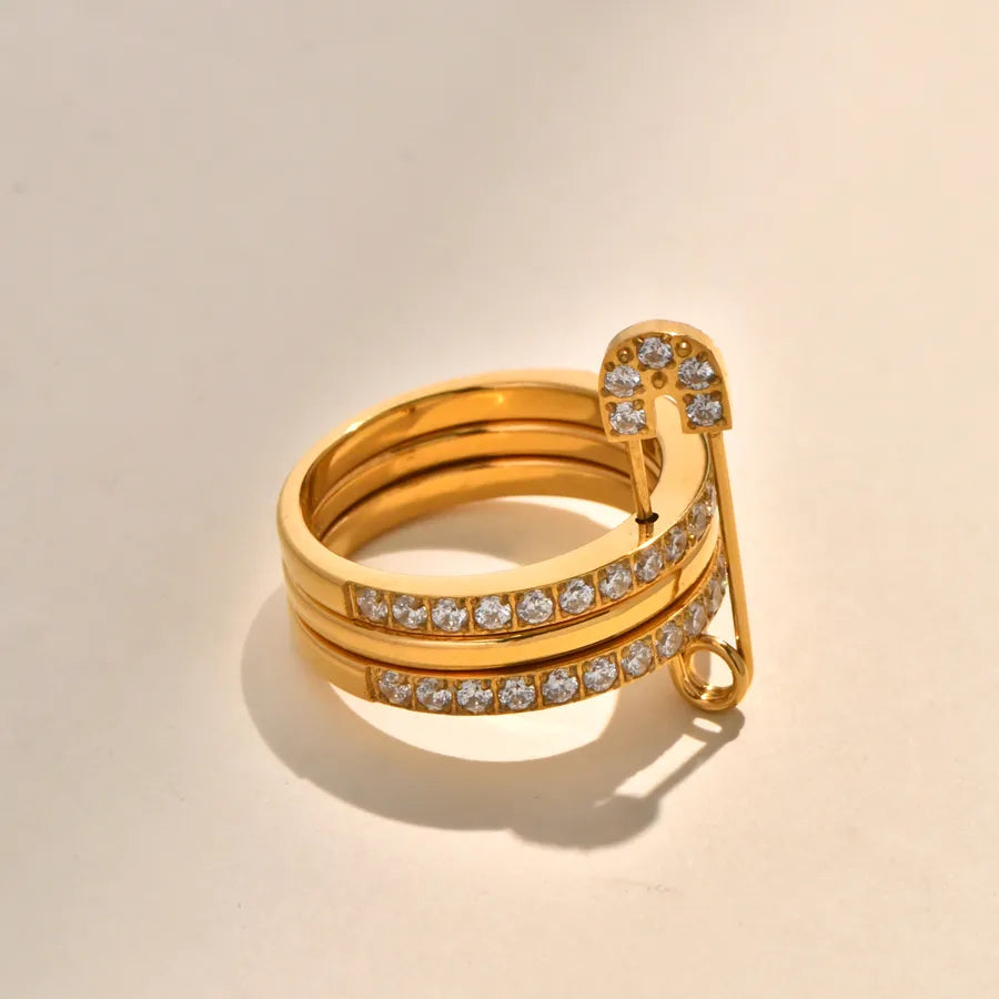 Elegant Gold Plated Zirconia Rotating Ring 5772901