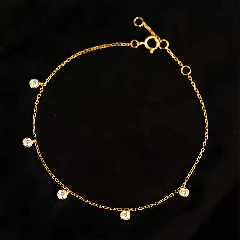 18K Gold Plated Sterling Silver Diamond Bracelet 925 Silver
