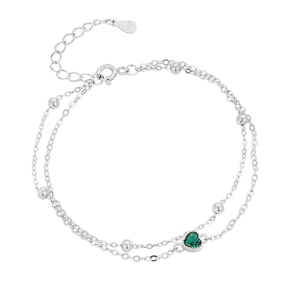 Sterling Silver Double Heart Bracelet