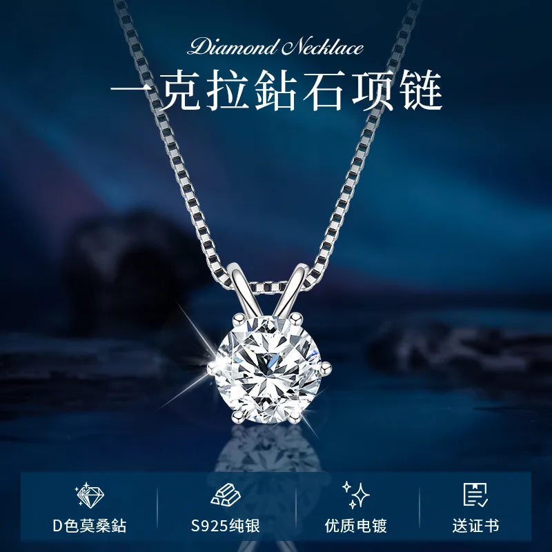 925 Silver Moissanite Geometric Pendant Necklace 925 Silver