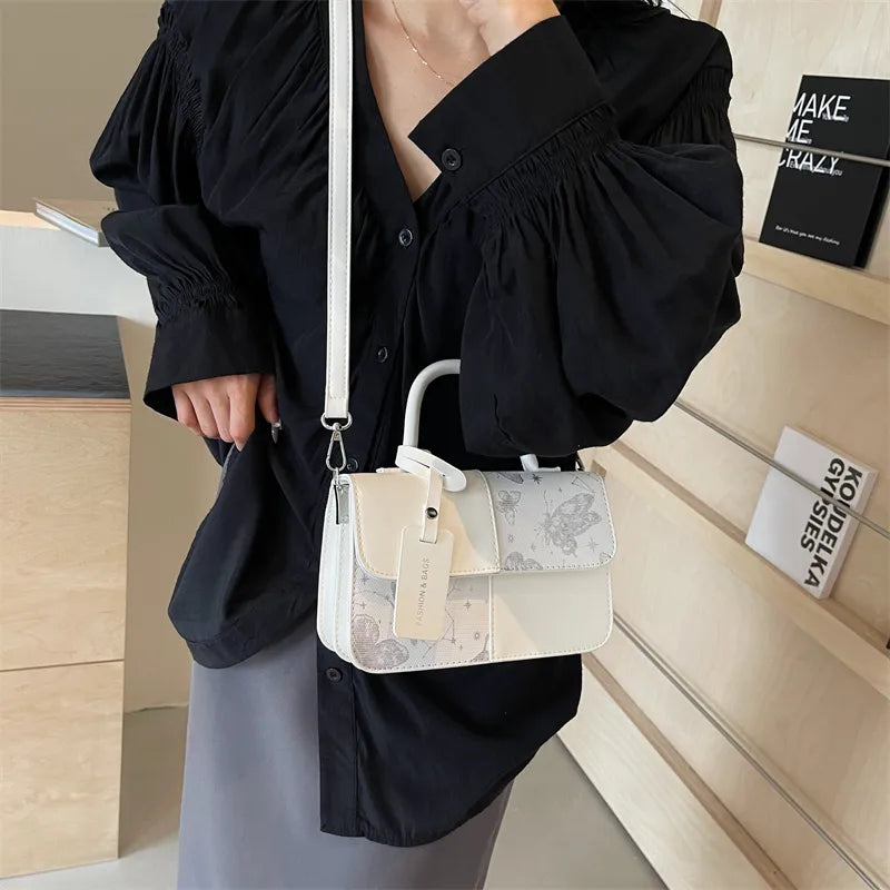 Butterfly PU Leather Crossbody Bag Large Purple