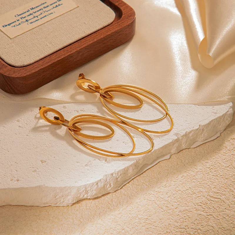 18K Gold Plated Geometric Stainless Steel Earrings
