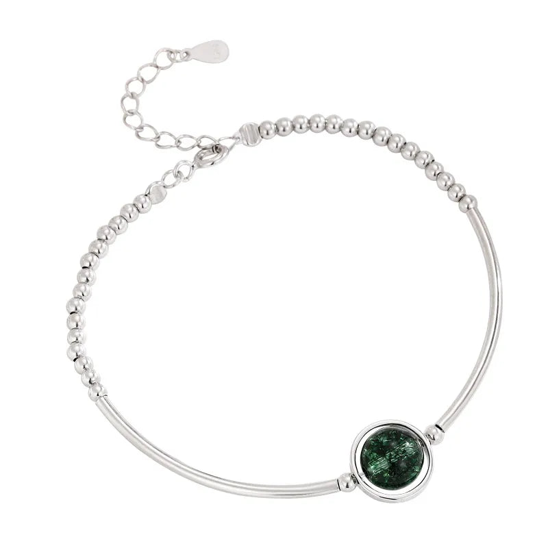 Sterling Silver Crystal Bead Bracelet