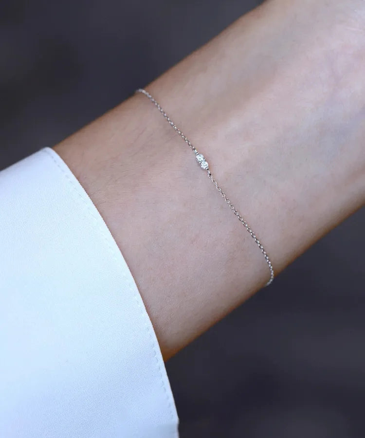 Minimalist 18K Gold Plated Sterling Silver Bracelet Platinum