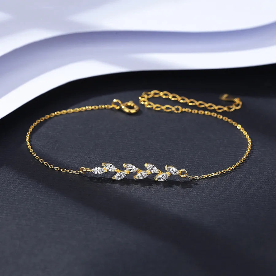 14K Gold Plated Sterling Silver Leaf Bracelet Gold