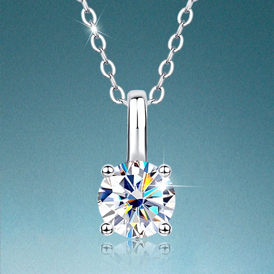 925 Silver Moissanite Pendant Necklace Silver JWN0221M