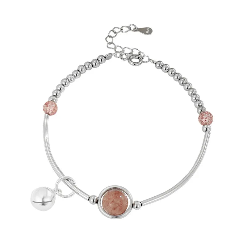 Elegant S925 Silver Strawberry Quartz Bracelet