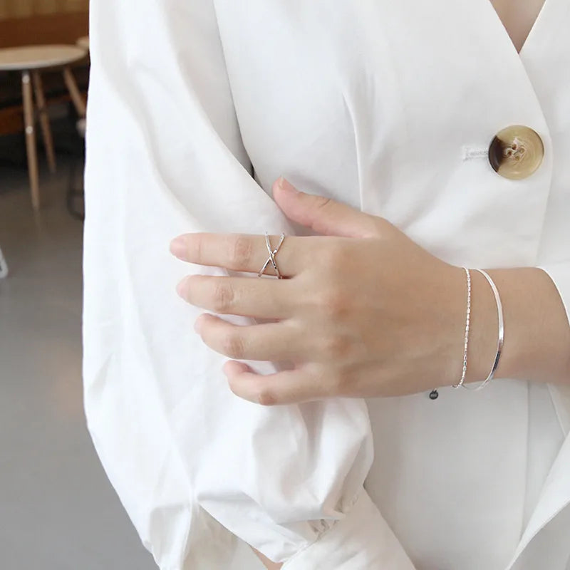 925 Sterling Silver Adjustable Geometric Ring