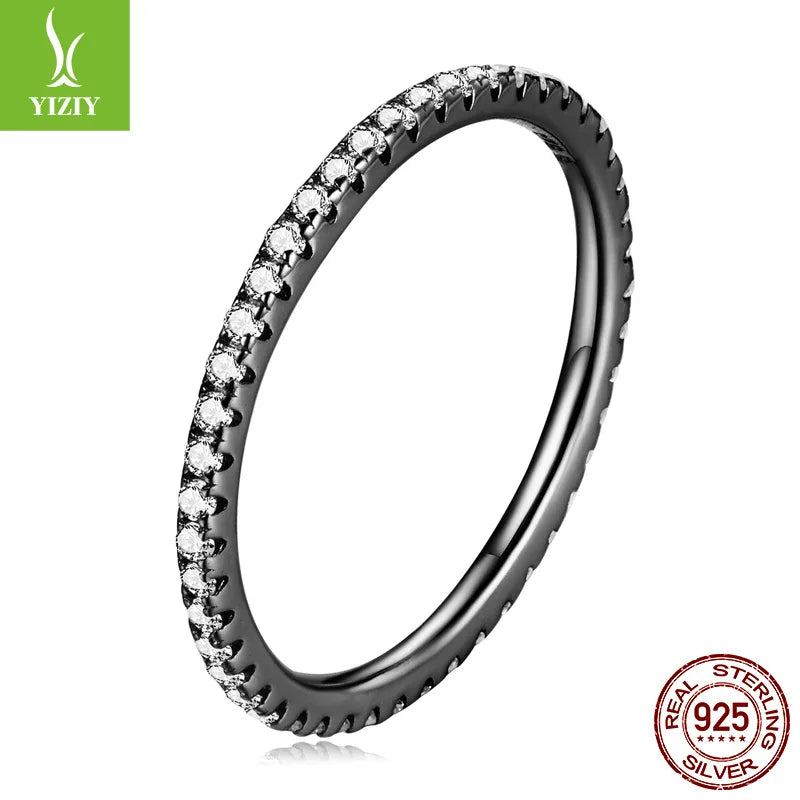 925 Sterling Silver Zircon Ring Black 10 Us Dollar