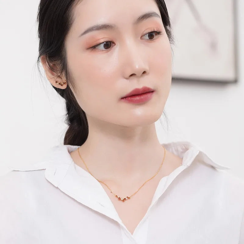 Red Zircon Almond Pendant Necklace in Sterling Silver