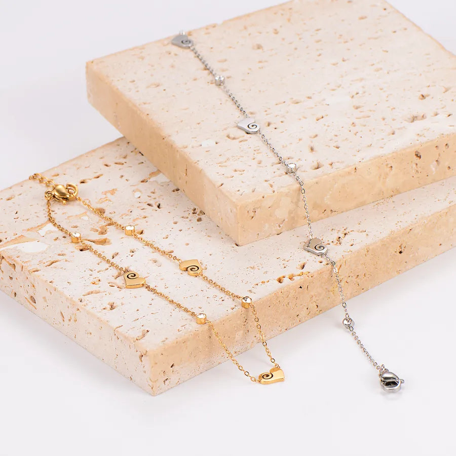 Gold Heart Cloud Stainless Steel Anklet