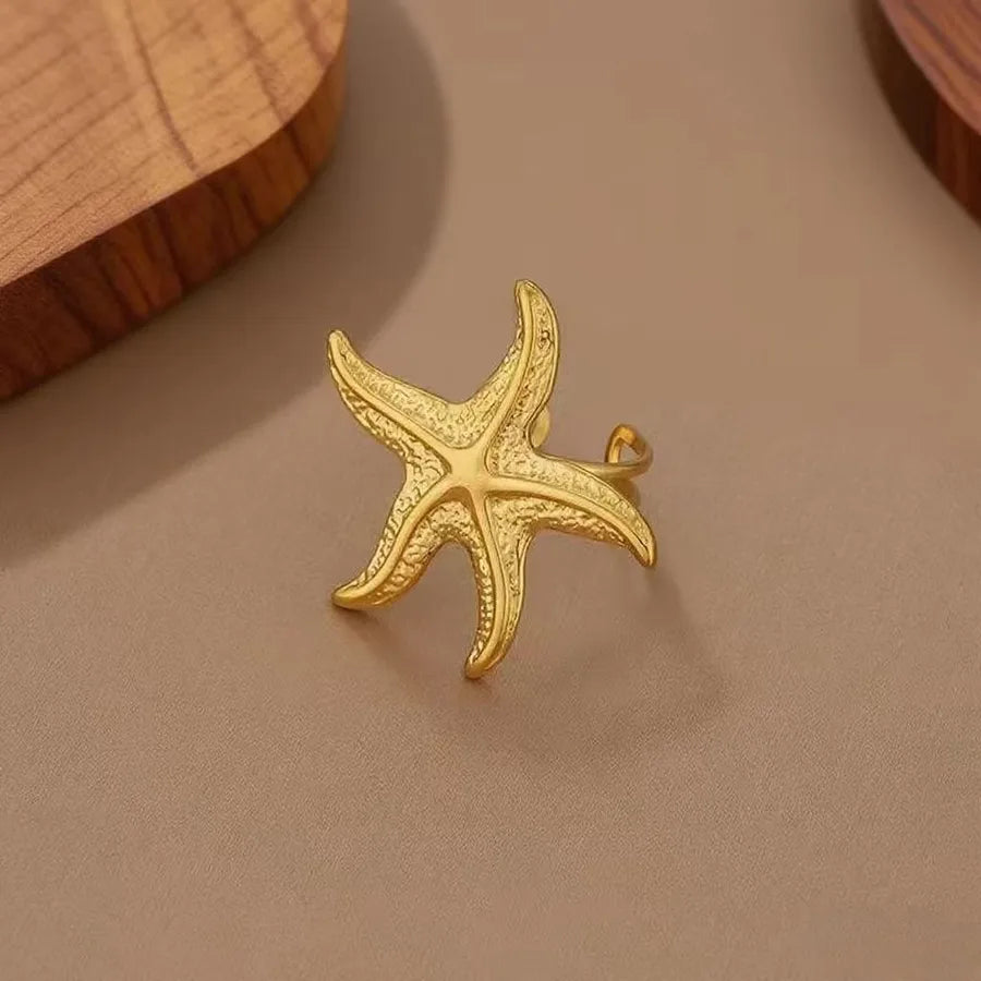 Hollow Seahorse Ring in Stainless Steel Z0229-Sea Star-Ring- Gold