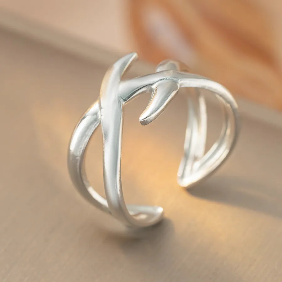 Geometric Titanium Steel Open Ring K360 Steel Color Ring Open