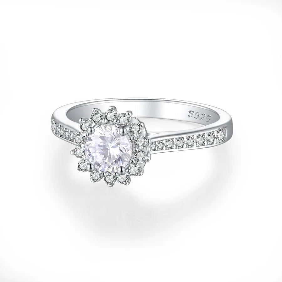 Sterling Silver Sunflower Zircon Ring for Women