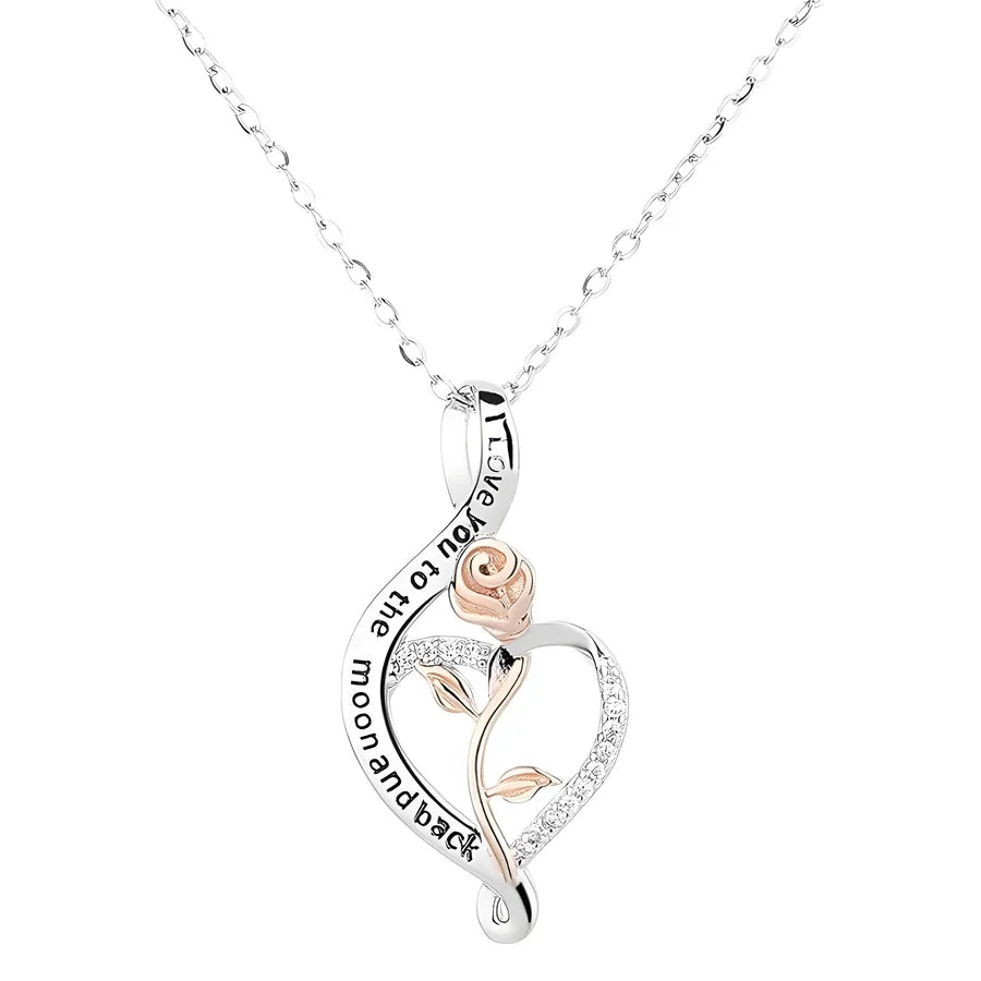 Elegant Rose Flower S925 Silver Necklace for Women
