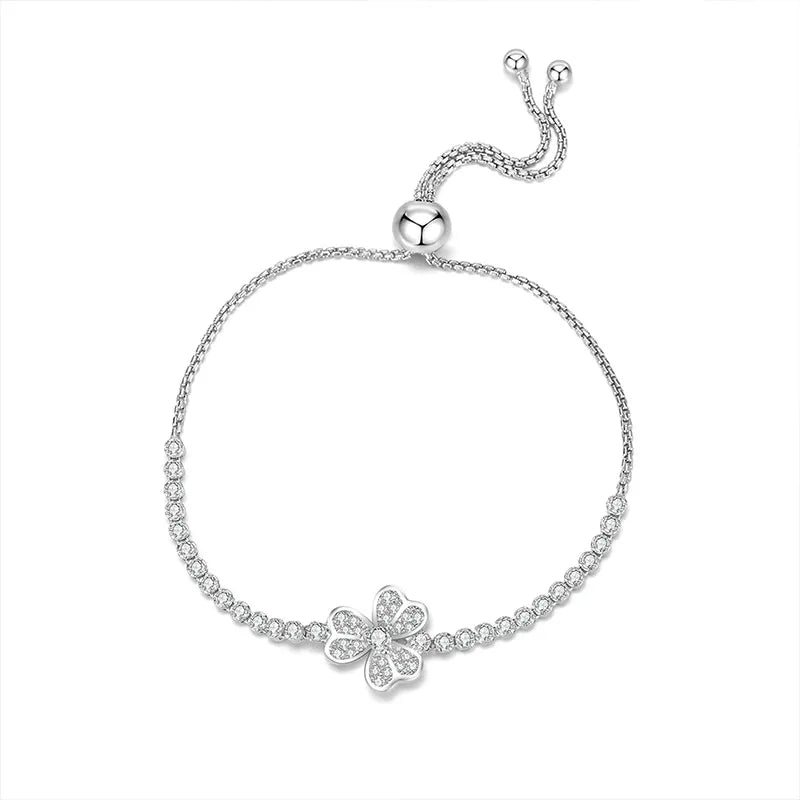 Sterling Silver Three-Leaf Clover Bracelet