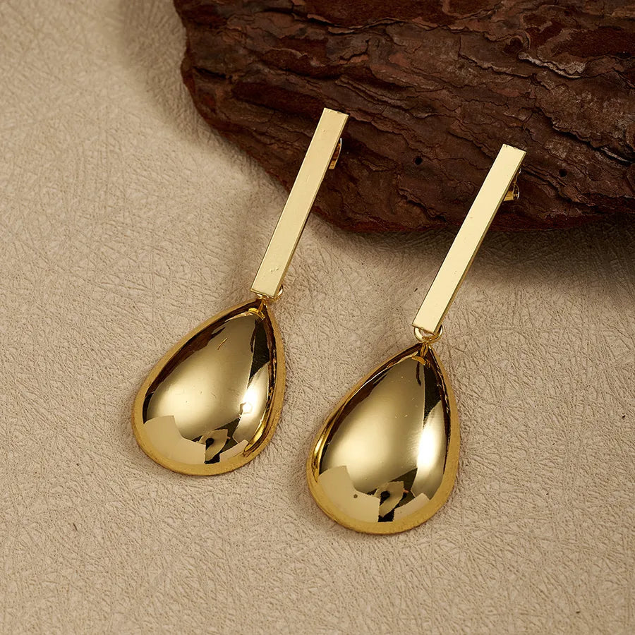 18K Gold PVD Geometric Stainless Steel Stud Earrings Needle Thickness: 0.8mm D (61.5x21mm) 1 Pair Package