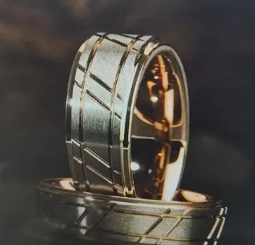 Two-Tone 8mm Stainless Steel Gold Wedding Ring Rose Gold